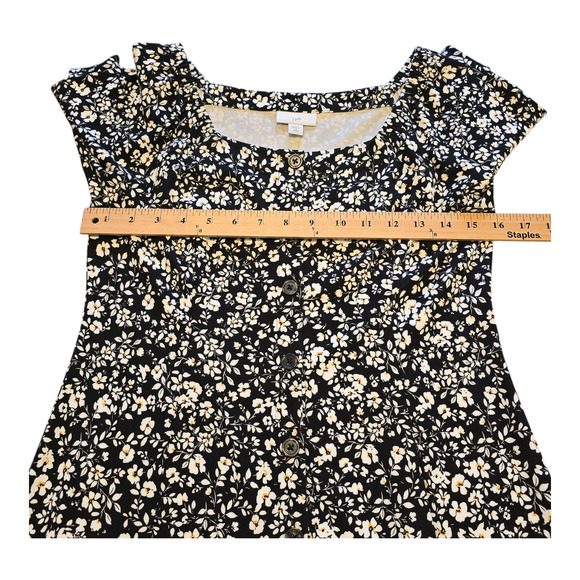J Jill Dark Cottagecore Ditsy Floral Midi Dress XS Petite Button Front Feminine - Picture 13 of 16